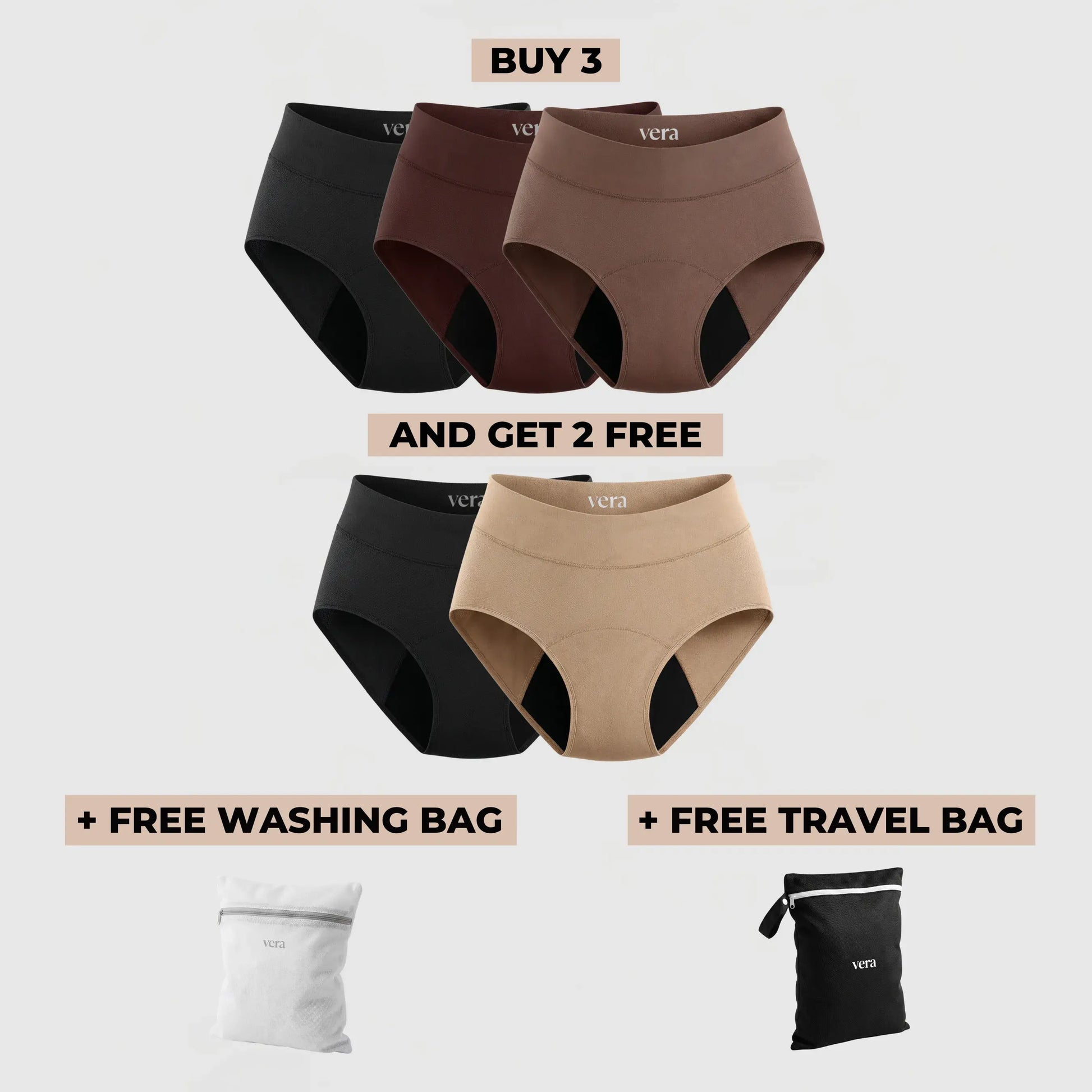 Vera's Signature Leakproof Underwear (3+2 FREE)