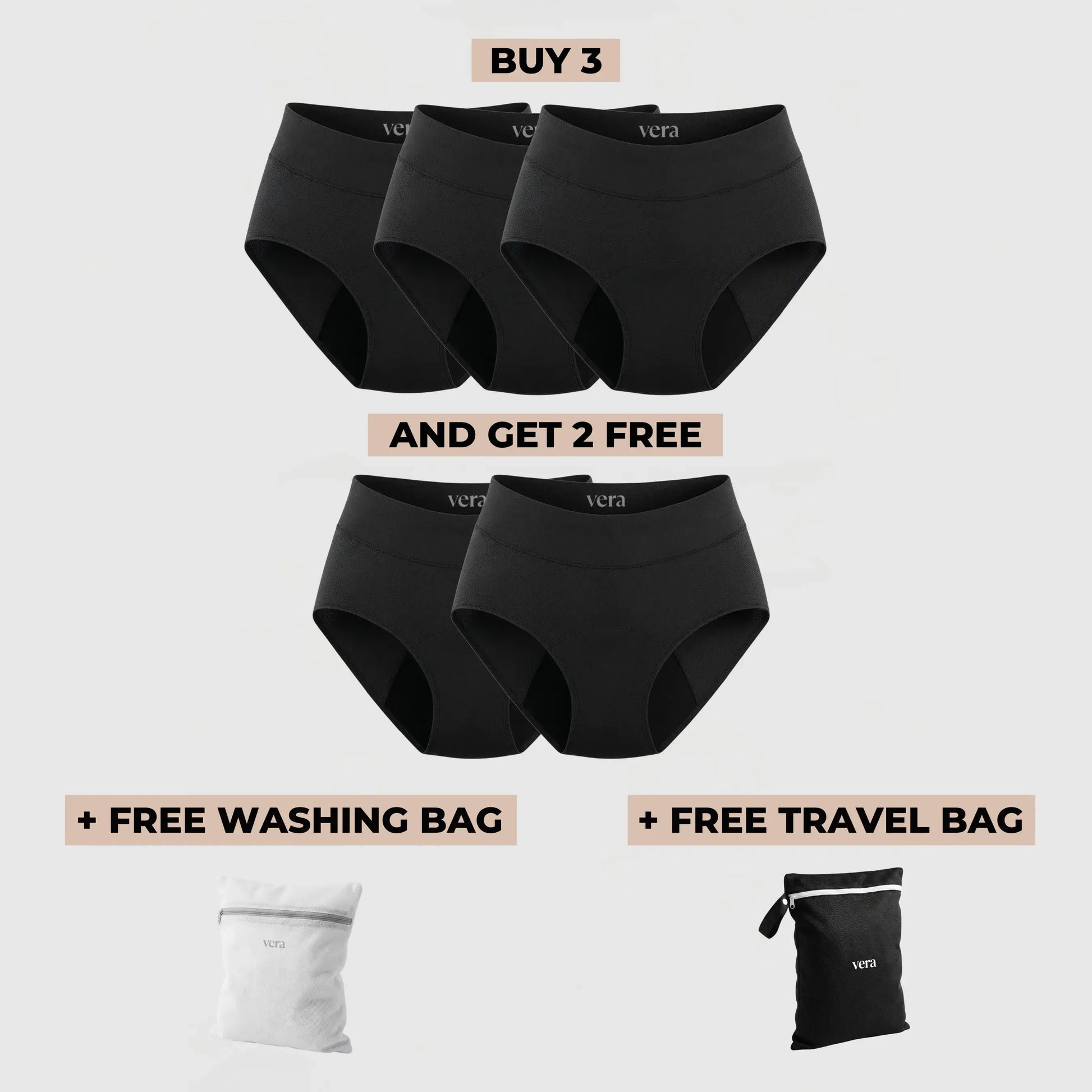 Vera's Signature Leakproof Underwear (3+2 FREE)