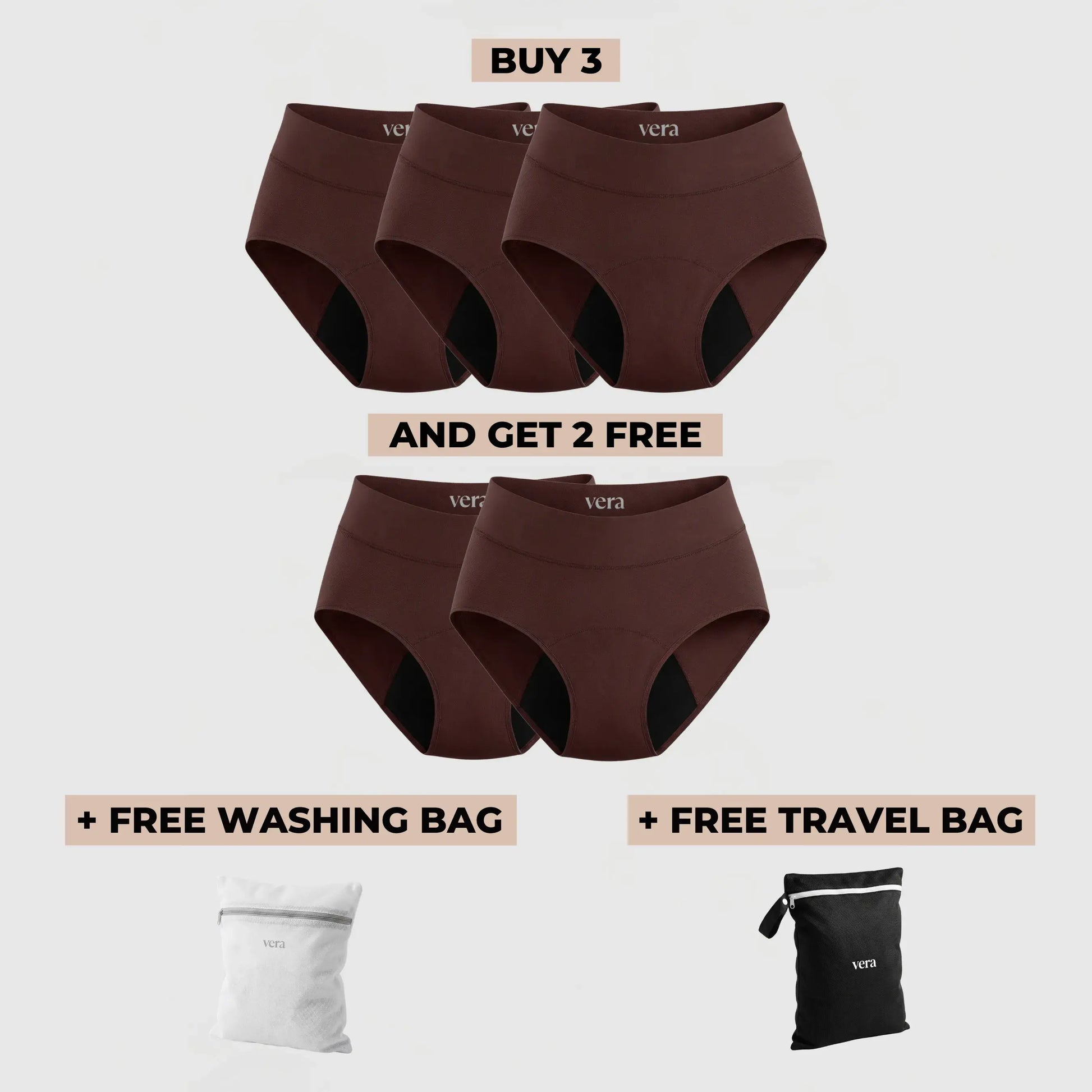 Vera's Signature Leakproof Underwear (3+2 FREE)