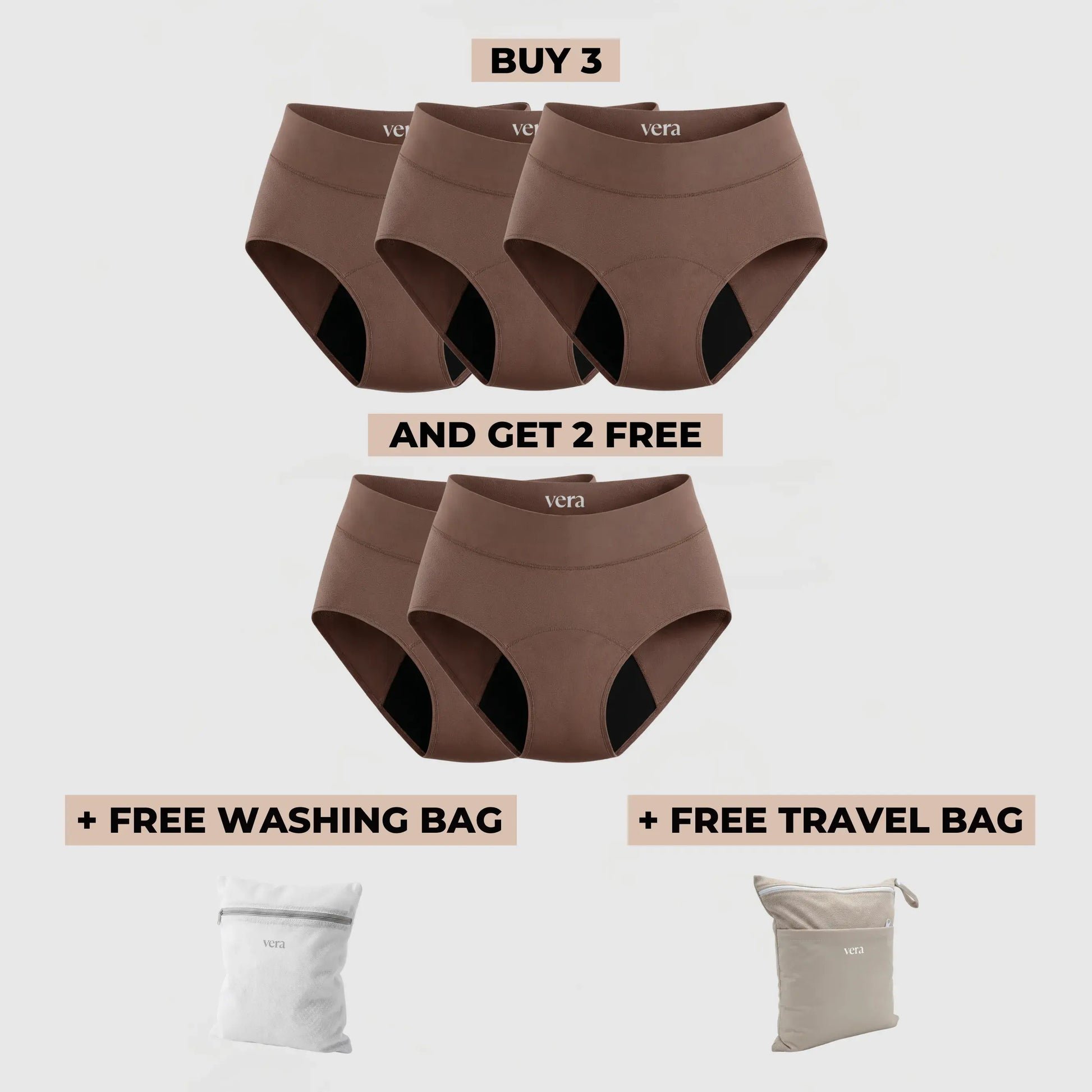 Vera's Signature Leakproof Underwear (3+2 FREE)