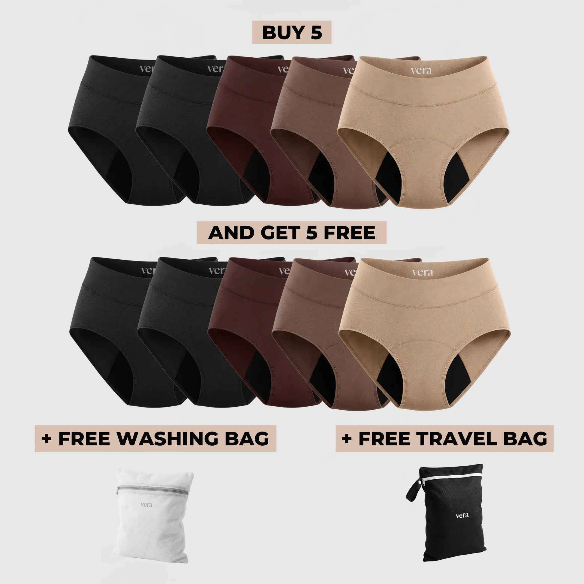 Vera's Signature Leakproof Underwear (5+5 FREE)