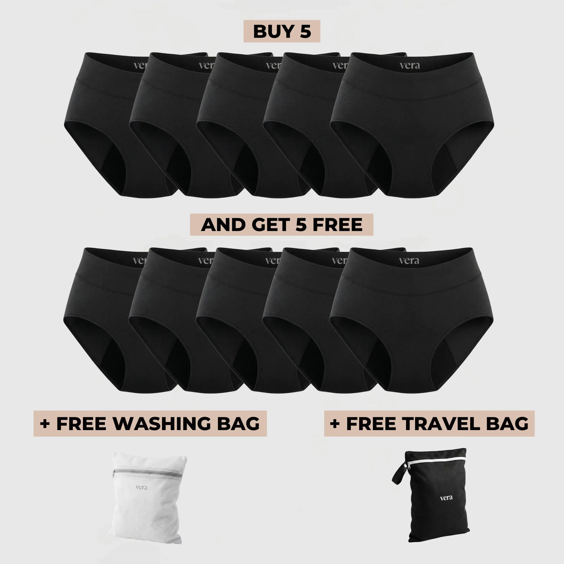 Vera's Signature Leakproof Underwear (5+5 FREE)