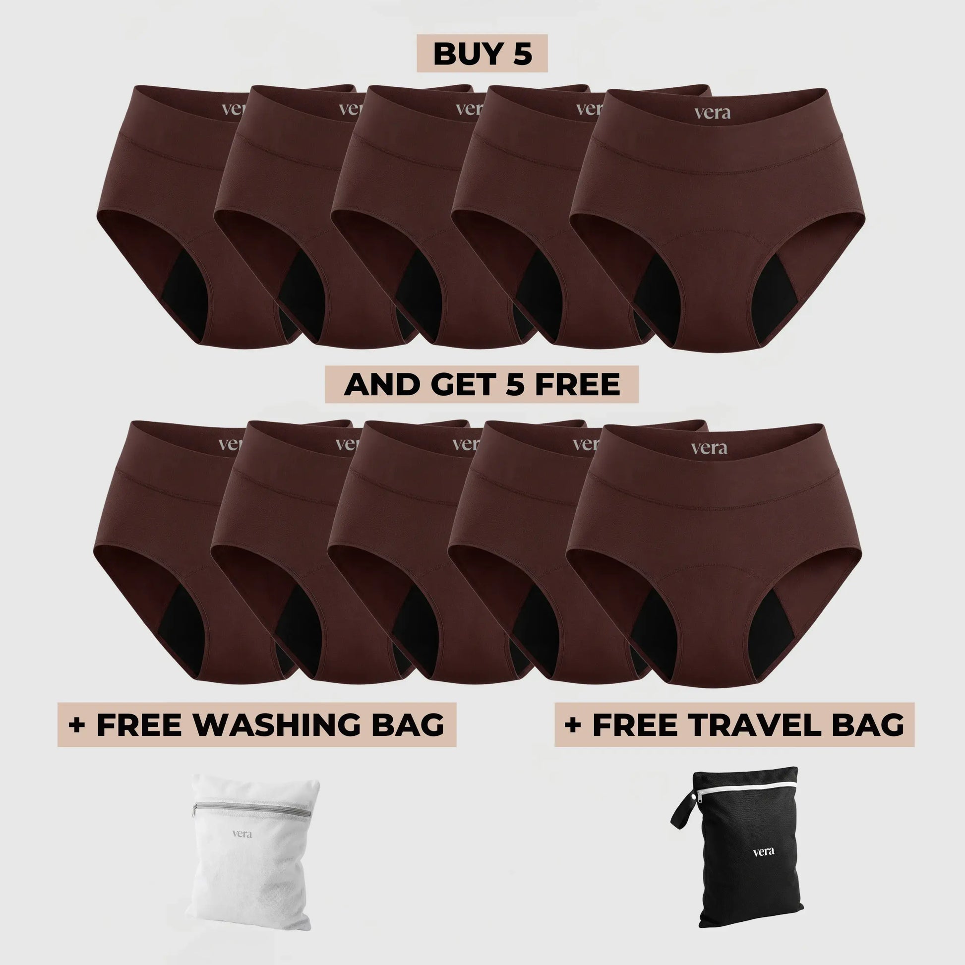 Vera's Signature Leakproof Underwear (5+5 FREE)