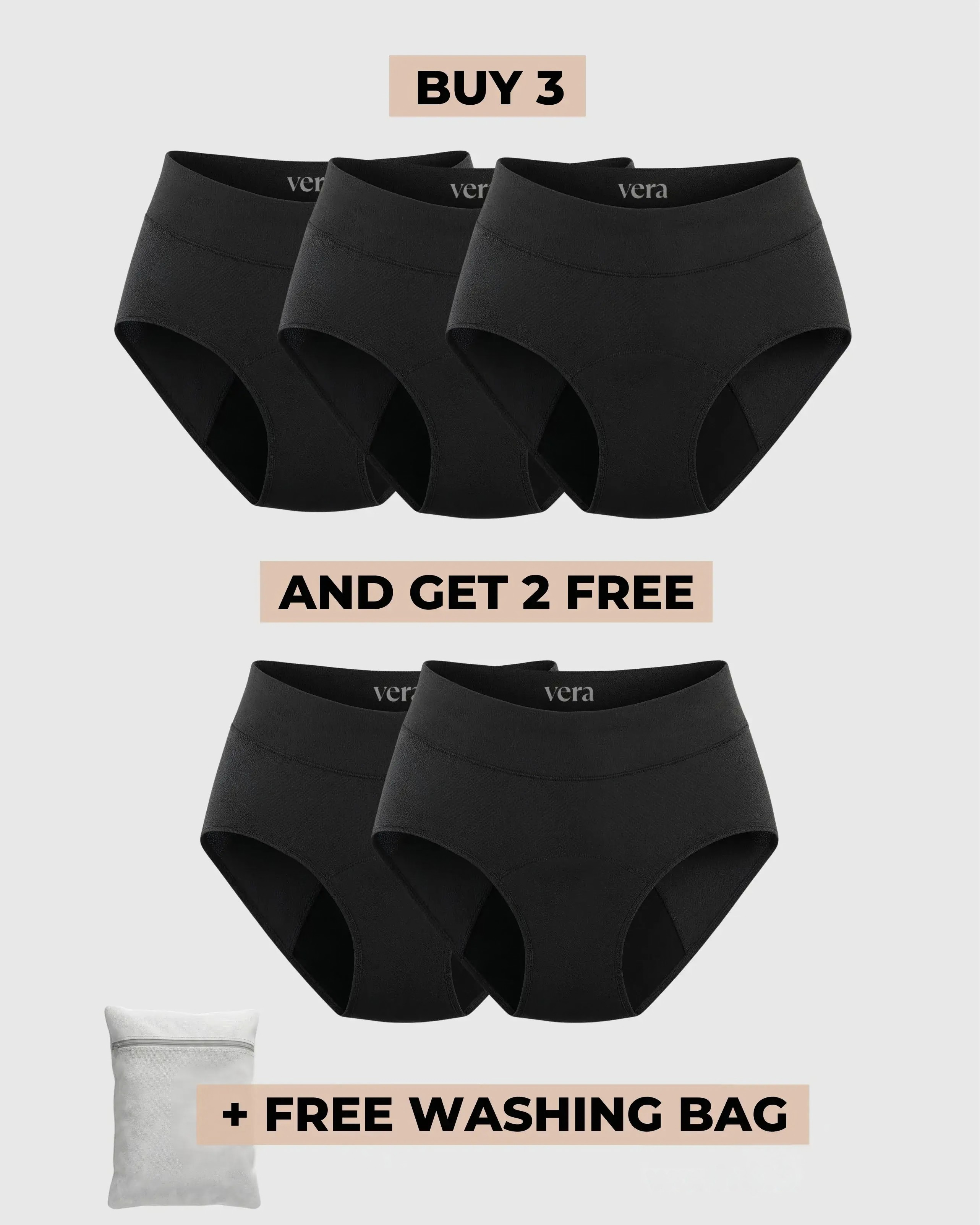 Vera's Signature Leakproof Underwear (3+2 FREE)