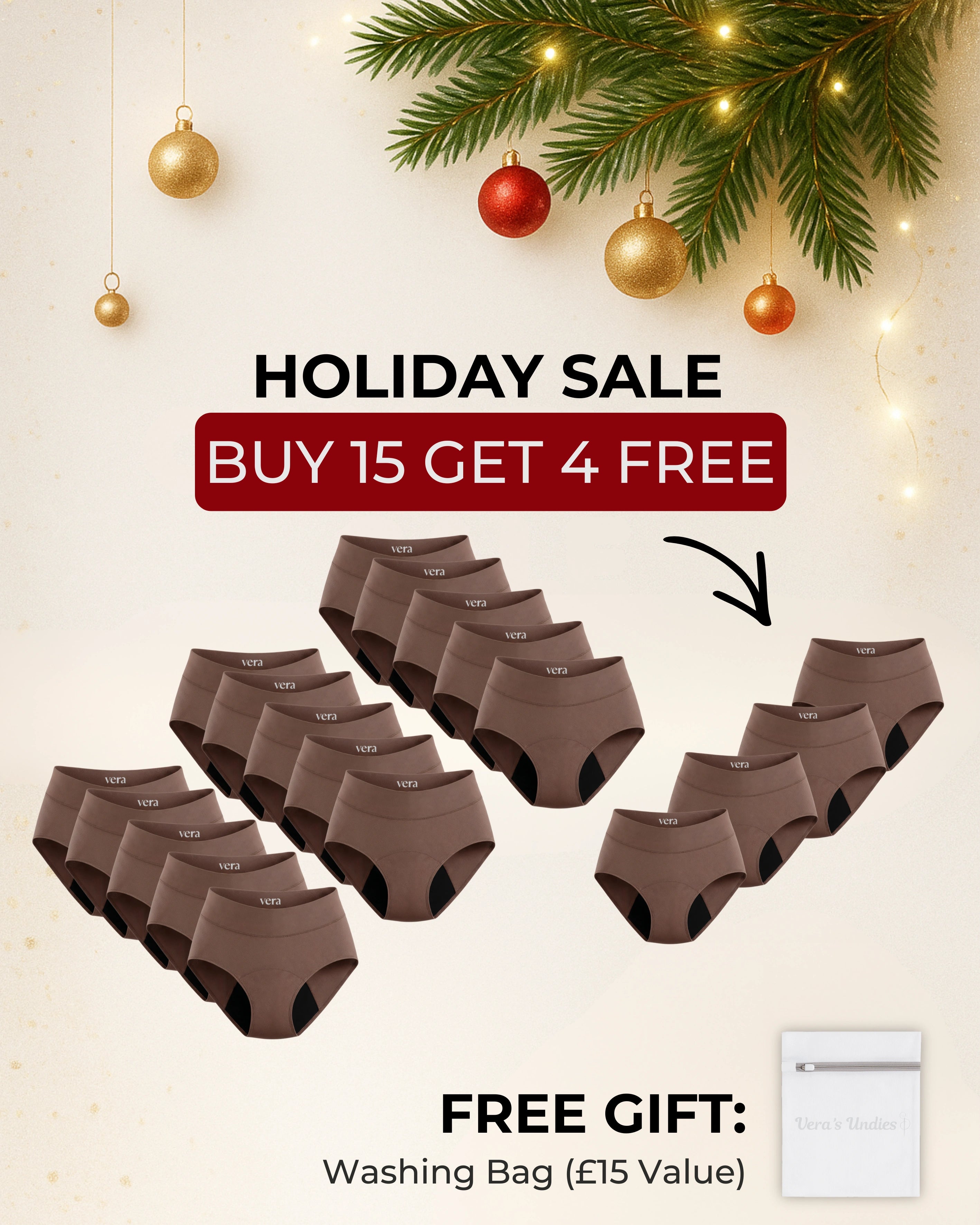 Vera's Signature Leakproof Underwear (15-Pack)