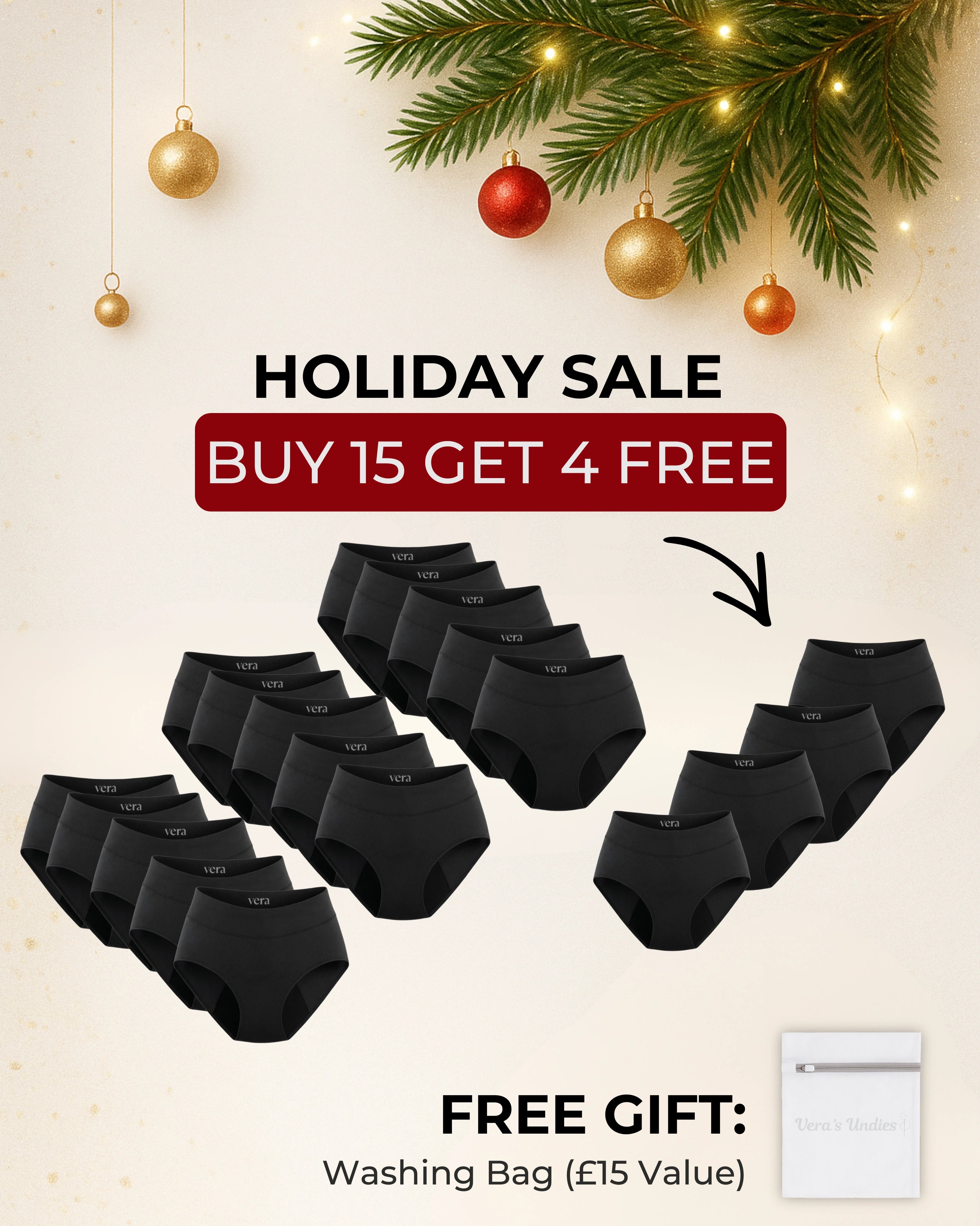 Vera's Signature Leakproof Underwear (15-Pack)