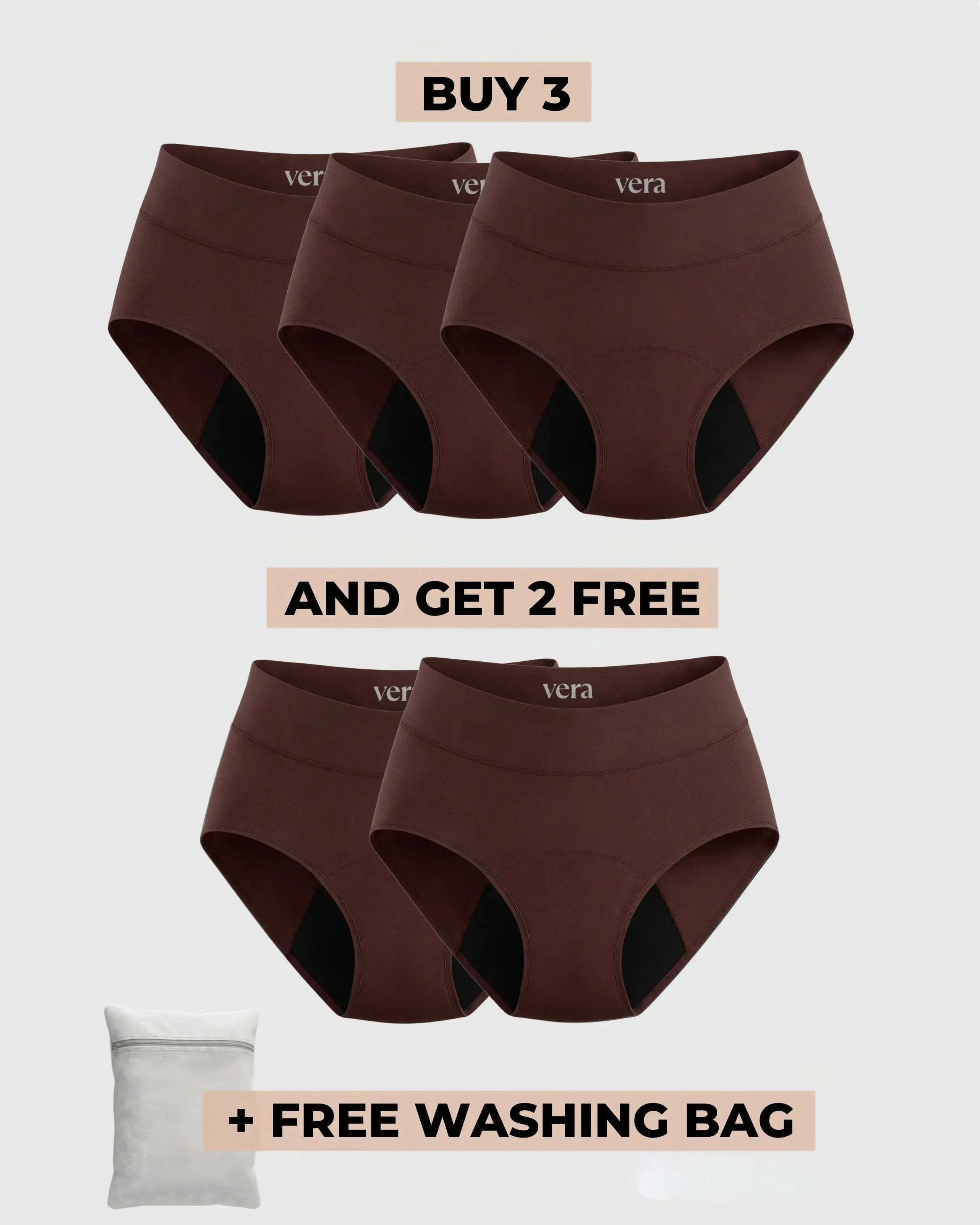 Vera's Signature Leakproof Underwear (3+2 FREE)