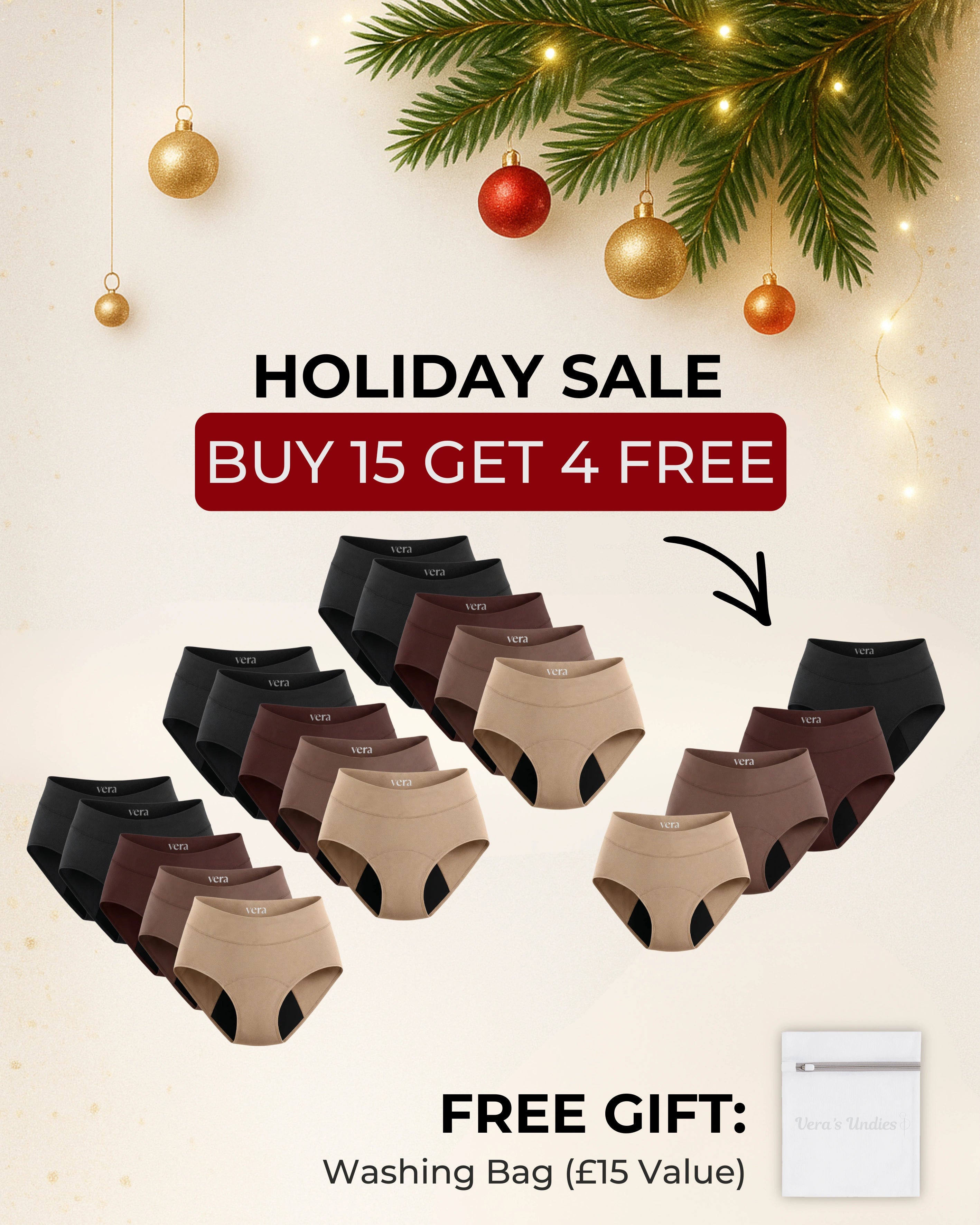 Vera's Signature Leakproof Underwear (15-Pack)