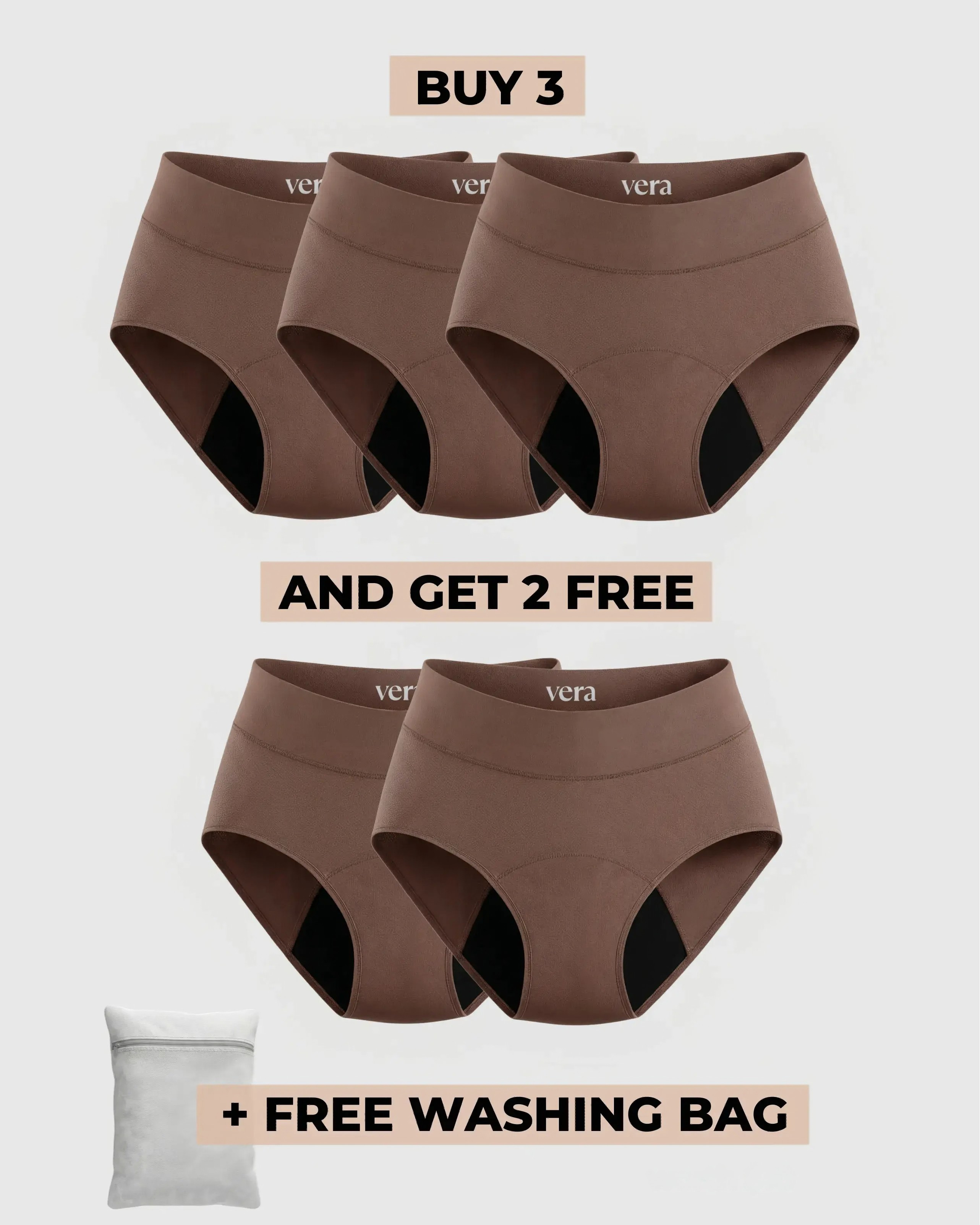Vera's Signature Leakproof Underwear (3+2 FREE)
