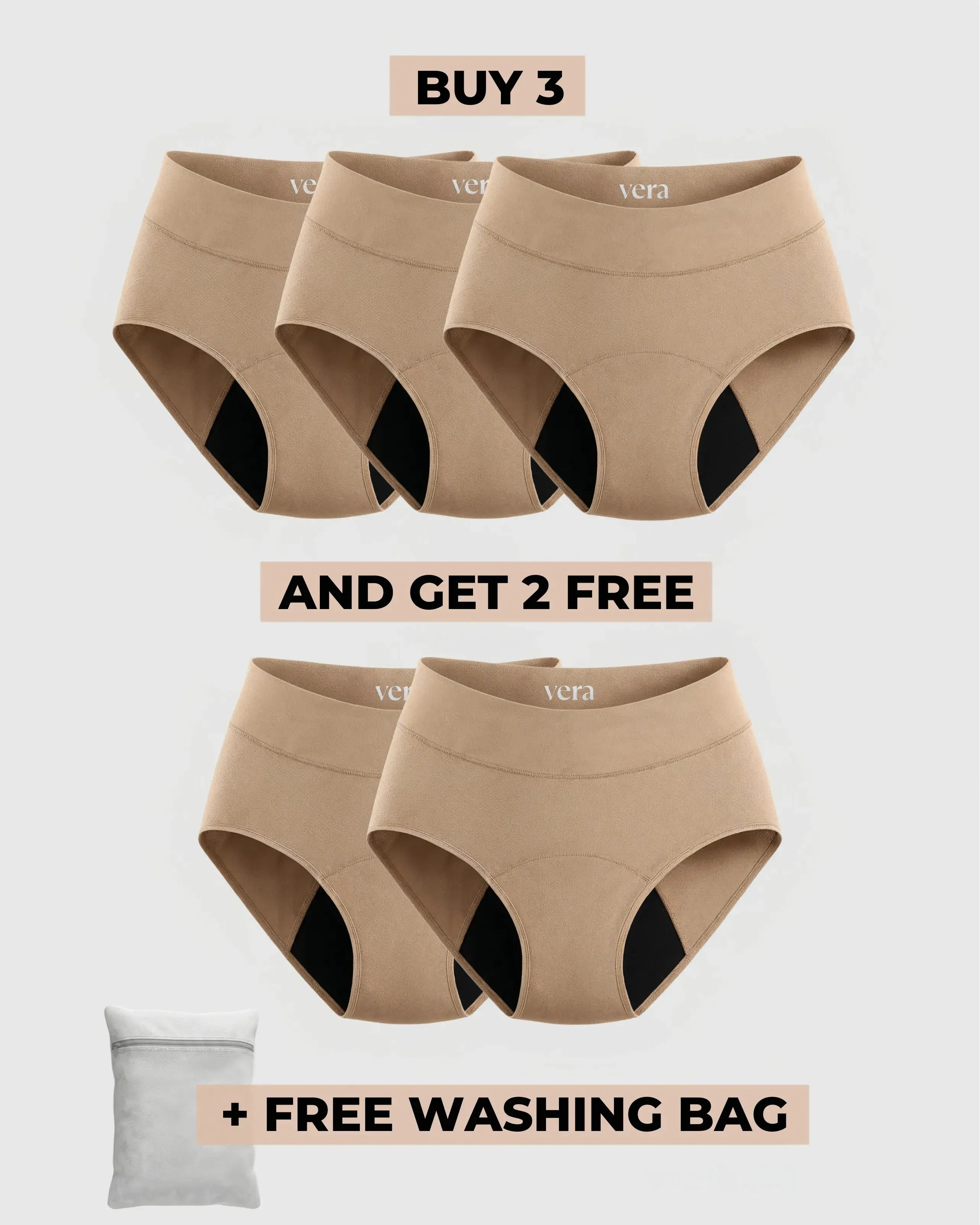 Vera's Signature Leakproof Underwear (3+2 FREE)