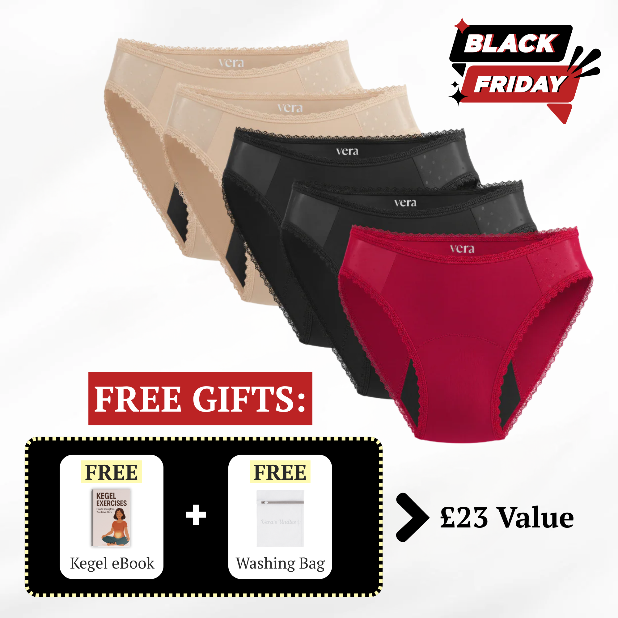 Vera's Elegant Leakproof Briefs (5-Pack)