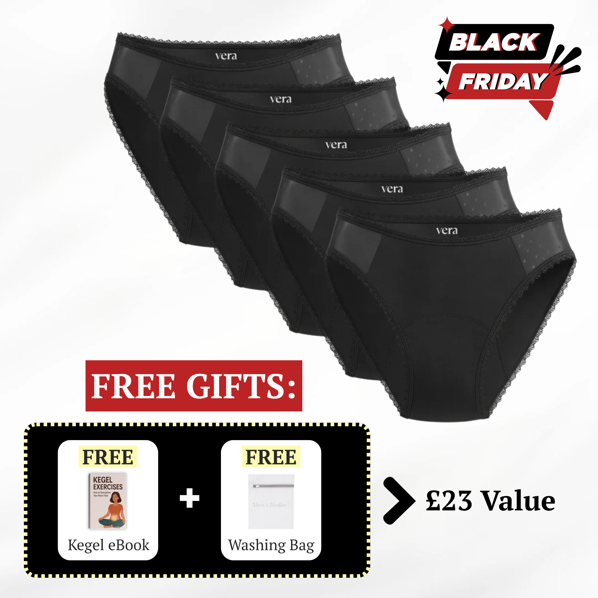 Vera's Elegant Leakproof Briefs (5-Pack)